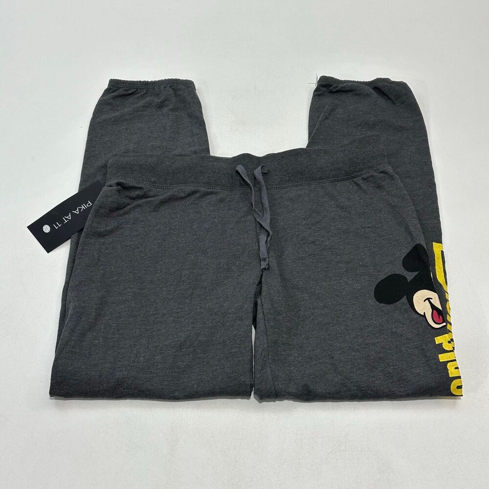 Disney Women's Sweatpants Charcoal Gray Mickey Disney Graphic Joggers Size M